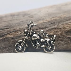 Vintage Sterling Silver 3D Motorcycle Pendant (w/moving wheels)